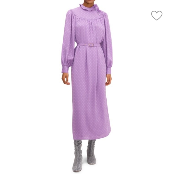 KATE SPADE NEW YORK purple lilac Polka Dot Maxi Dress sz 8 midi - Picture 2 of 3